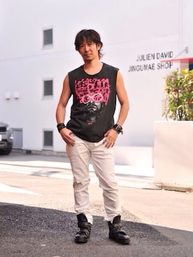 「glamb（グラム）のアイテム（アクセサリー）」を使った、【glamb】多久和 直利さん（メンズ・170cm）の冬コーディネート
