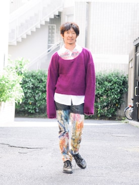 「GLAMB by glamb（グラムバイグラム）のアイテム（ニット/セーター）」を使った、【glamb】多久和 直利さん（メンズ・170cm）の夏コーディネート