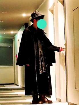 「真っ黒コーデ」｜「アイテム（その他アウター）」を使った、なてんさん（メンズ・166cm）の冬コーディネート