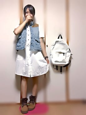 「Doシンプル部」｜「アイテム（シャツワンピース）」を使った、Mai さん（レディース・152cm）の秋コーディネート