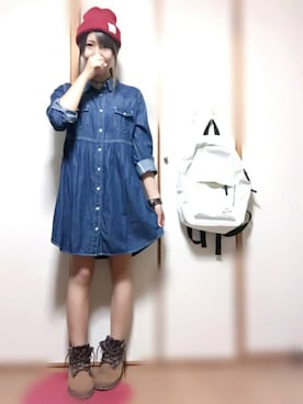 「Doシンプル部」｜「アイテム（シャツワンピース）」を使った、Mai さん（レディース・152cm）の秋コーディネート
