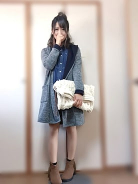 「リバーシブル」｜「アイテム（シャツワンピース）」を使った、Mai さん（レディース・152cm）の秋コーディネート