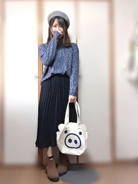 「Doシンプル部」｜「アイテム（ハンチング/ベレー帽）」を使った、Mai さん（レディース・152cm）の冬コーディネート