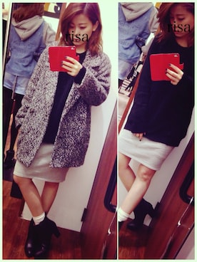 「one way（ワンウェイ）のアイテム（チェスターコート）」を使った、risa.さん（レディース・153cm）の秋コーディネート