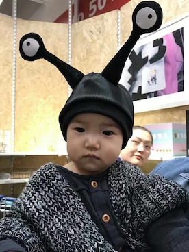 「IKEA（イケア）のアイテム（帽子）」を使った、puddingさん（キッズ・70cm）の秋コーディネート