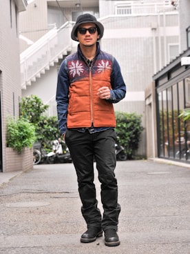 「glamb（グラム）のアイテム（ダウンベスト）」を使った、【glamb】田上翔さん（メンズ・173cm）の夏コーディネート