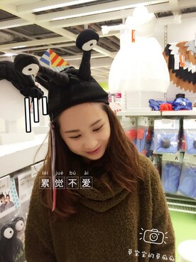 「IKEA（イケア）のアイテム（帽子）」を使った、Lu羽さん（レディース・155cm）の冬コーディネート