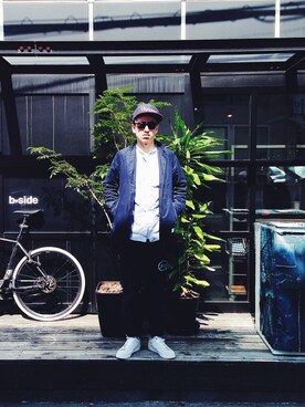 「NEWERA」｜「アイテム（その他アウター）」を使った、Shinsuke Satoさん（メンズ・183cm）の春コーディネート
