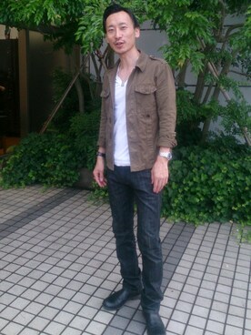 「HTC（エイチティーシー）のアイテム」を使った、早川さん（メンズ・176cm）の夏コーディネート