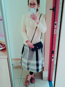 「ニコアンド」｜「アイテム（モカシン/デッキシューズ）」を使った、mloveさん（レディース・165cm）の冬コーディネート