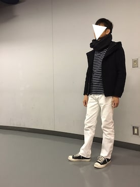 「JOURNAL STANDARD（ジャーナルスタンダード）のアイテム（ピーコート）」を使った、junさん（メンズ・177cm）の秋コーディネート