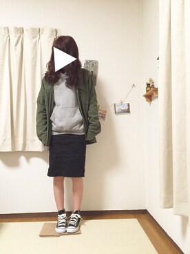 「コンバンース」｜「アイテム（ジャケット/アウター）」を使った、rei * * さん（レディース・159cm）の冬コーディネート