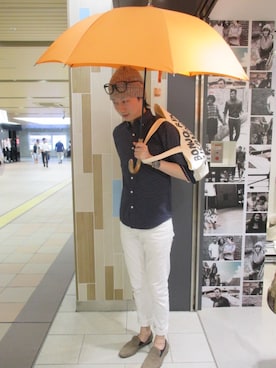 「アイテム（長傘）」を使った、GIORDANO新大阪さん（メンズ・180cm）の夏コーディネート