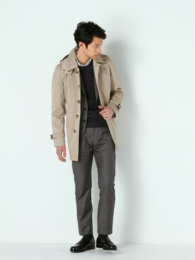 「Journal Standard TRISECT（トライセクト）のアイテム（トレンチコート）」を使った、JOURNAL STANDARD EC担当さん（メンズ・178cm）の春コーディネート