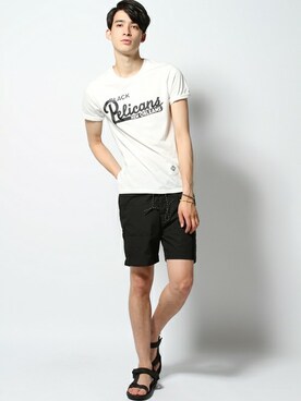 「ブラックショーツ」｜JOURNAL STANDARD EC担当さん（メンズ・180cm）の夏コーディネート