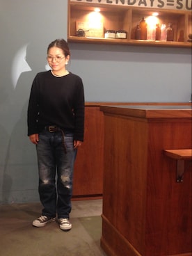 「クルーネックニット」｜Konnoさん（レディース・149cm）の秋コーディネート