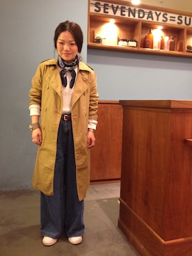 「SEVENDAYS=SUNDAY（セブンデイズサンデイ）のアイテム（ピーコート）」を使った、Konnoさん（レディース・149cm）の冬コーディネート