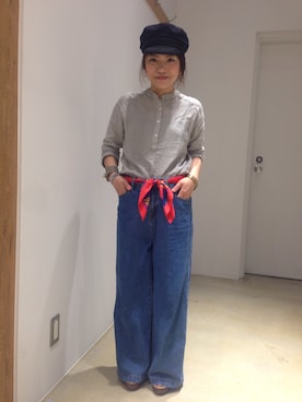 「バンダナ」｜「アイテム（チュニック）」を使った、Konnoさん（レディース・149cm）の春コーディネート