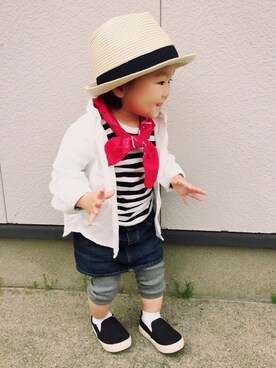 「ハットコーデ」｜nicori.さん（キッズ・80cm）の春コーディネート