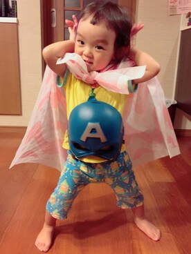 「アイテム（ルームウェア/パジャマ、イエロー系）」を使った、nicori.さん（キッズ・80cm）の秋コーディネート