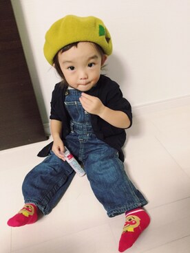 「Petit jam（プチジャム）のアイテム（帽子）」を使った、nicori.さん（キッズ・80cm）の秋コーディネート