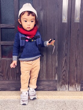 「F.O.KIDS（エフオーキッズ）のアイテム（バッグ）」を使った、nicori.さん（キッズ・80cm）の秋コーディネート