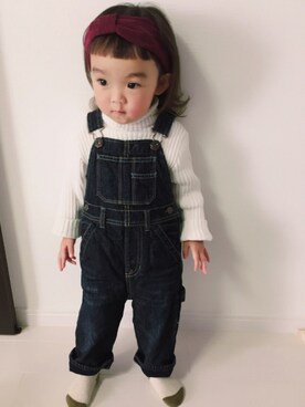 「リブタートルネック」｜「アイテム（その他）」を使った、nicori.さん（キッズ・80cm）の冬コーディネート