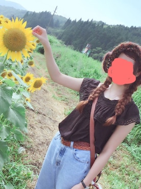 「ひまわり畑」｜「アイテム（アナログ腕時計）」を使った、mai.さん（レディース・155cm）の夏コーディネート