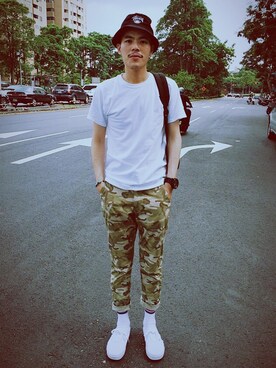 「OBEY」｜「アイテム（バックパック/リュック）」を使った、Hansonさん（メンズ・174cm）の夏コーディネート