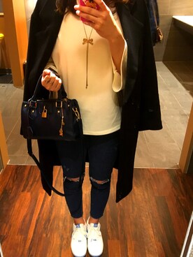 「袖ボリューム」｜「アイテム（チェスターコート）」を使った、だーすーさん（レディース・169cm）の冬コーディネート