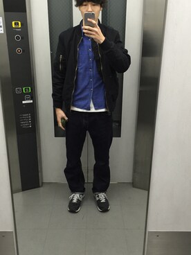 「グラニフ」｜「アイテム（ブルゾン）」を使った、そうめんさん（メンズ・175cm）の冬コーディネート
