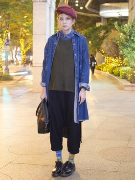 「Ralph Lauren」｜「アイテム（ハンチング/ベレー帽）」を使った、Miriam Mibaoさん（レディース・163cm）の冬コーディネート
