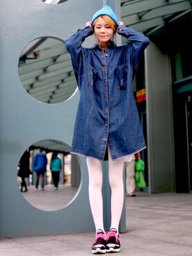 「streetsnap」｜「アイテム（デニムジャケット）」を使った、Miriam Mibaoさん（レディース・163cm）の春コーディネート