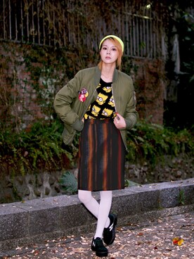 「streetsnap」｜「アイテム（ナイロンジャケット）」を使った、Miriam Mibaoさん（レディース・163cm）の春コーディネート