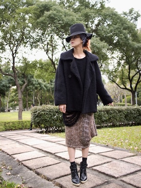 「chic」｜「アイテム（ダッフルコート）」を使った、Miriam Mibaoさん（レディース・163cm）の春コーディネート