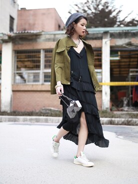 「CS WORKWEARのアイテム」を使った、Miriam Mibaoさん（レディース・163cm）の秋コーディネート