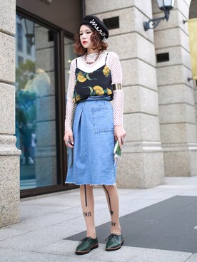 「STYLENANDA（スタイルナンダ）のアイテム（ハンチング/ベレー帽）」を使った、Miriam Mibaoさん（レディース・163cm）の秋コーディネート