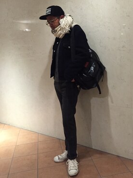 「Manhattan Portage」｜「アイテム（スラックス）」を使った、Ryugo Saishuさん（メンズ・177cm）の冬コーディネート