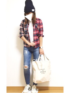 「selectshop moca（セレクトショップモカ）のアイテム」を使った、maruさん（レディース・166cm）の秋コーディネート