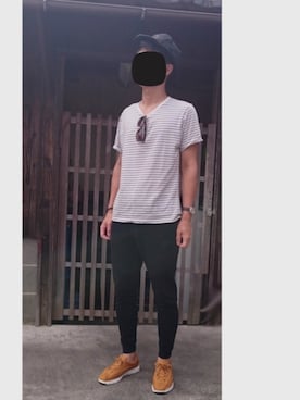「NIKE SPORTSWEAR（ナイキスポーツウェアー）のアイテム（その他パンツ、ブラック系）」を使った、ユウキさん（メンズ・177cm）の夏コーディネート