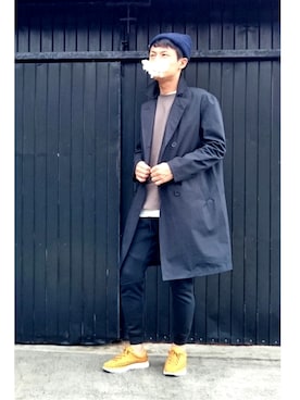 「NIKE SPORTSWEAR（ナイキスポーツウェアー）のアイテム（その他パンツ、ブラック系）」を使った、ユウキさん（メンズ・177cm）の秋コーディネート