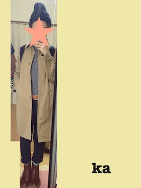 「OLIVE des OLIVE（オリーブデオリーブ）のアイテム（ステンカラーコート）」を使った、Kさん（レディース・157cm）の冬コーディネート