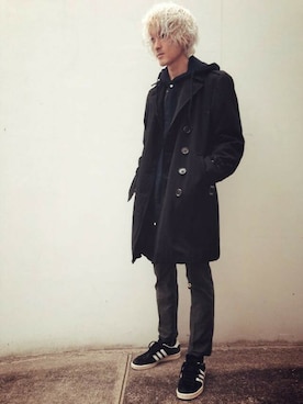 「roundabout（ラウンダバウト）のアイテム」を使った、RUMHOLEberufstaffさん（メンズ・178cm）の冬コーディネート