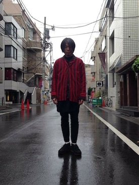 「THREE BLIND MICE（スリーブラインドマイス）のアイテム（パンツ）」を使った、RUMHOLEberufstaffさん（メンズ・167cm）の冬コーディネート
