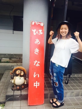 「ANAP（アナップ）のアイテム」を使った、makiさん（レディース・154cm）の夏コーディネート