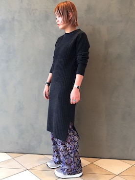 「BEAUTY&YOUTH UNITED ARROWS（ビューティーアンドユースユナイテッドアローズ）のアイテム（ワンピース/ドレス、グレー系）」を使った、Kaori Shimomuraさん（レディース・160cm）の秋コーディネート