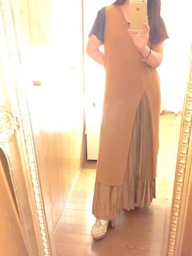 「キャメルスカート」｜「アイテム（サンダル）」を使った、SAO❤︎さん（レディース・151cm）の秋コーディネート
