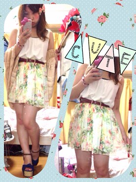 「LIPSERVICE（リップサービス）のアイテム（チュニック）」を使った、ちゃんはる♡さん（レディース・145cm）の夏コーディネート