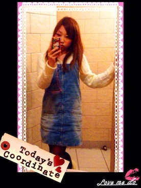 「AVAN LILY（アヴァンリリィ）のアイテム（オールインワン・サロペット）」を使った、ちゃんはる♡さん（レディース・145cm）の冬コーディネート