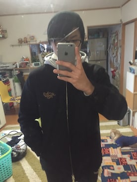 「RADICAL（RADICAL）のアイテム（スタジャン）」を使った、$HXNさん（メンズ・177cm）の冬コーディネート